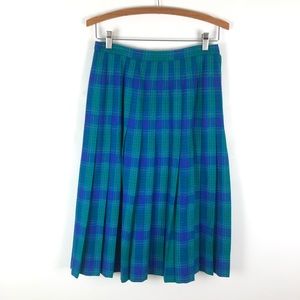 Vintage Pendleton 12 100% wool pleated plaid midi skirt 0861